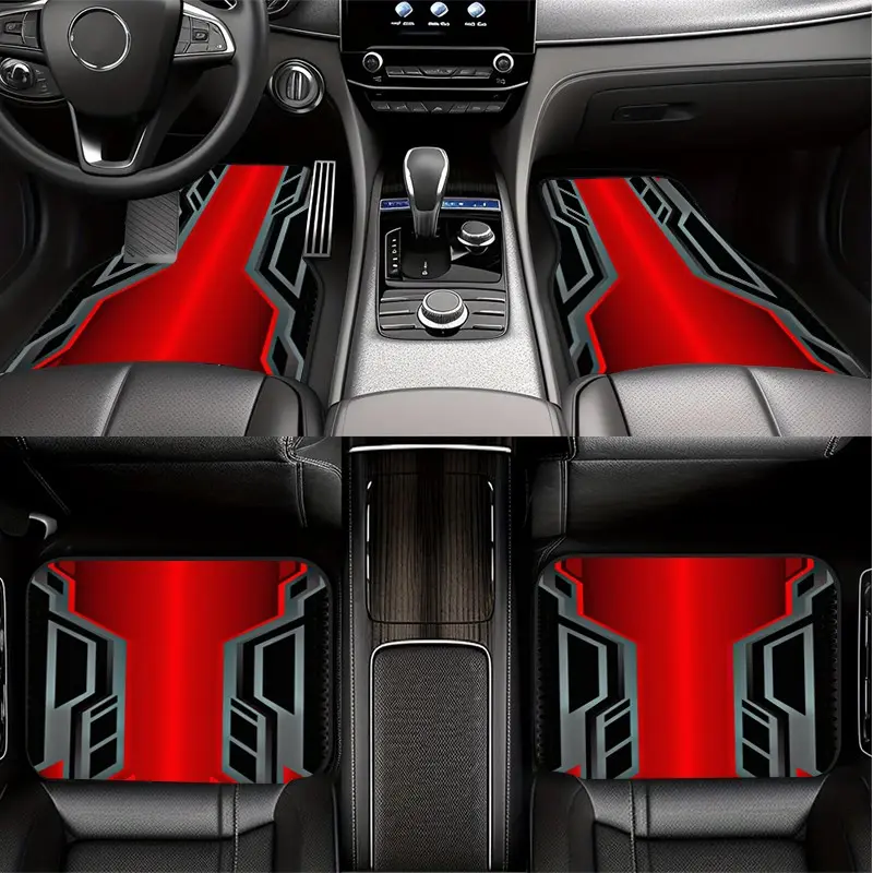 4-Piece Car Mat Set, Polyester Fiber, Universal Fit, Front & Rear Seats, Ideal for Cars, Suvs, Trucks, Christmas & Halloween Gift, Car Floor Mats