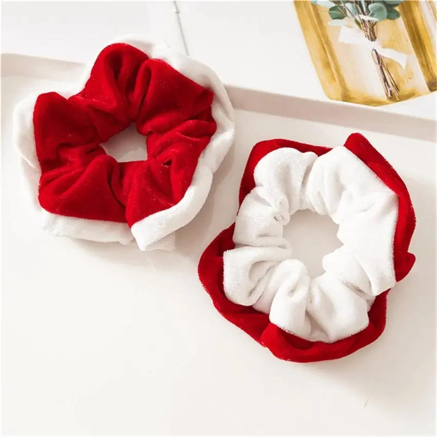 Women's Christmas Velvet Scrunchies, Cute Elastic Hair Ties with Elastic Bands for Holiday Wear, Festive Party Hair Accessories