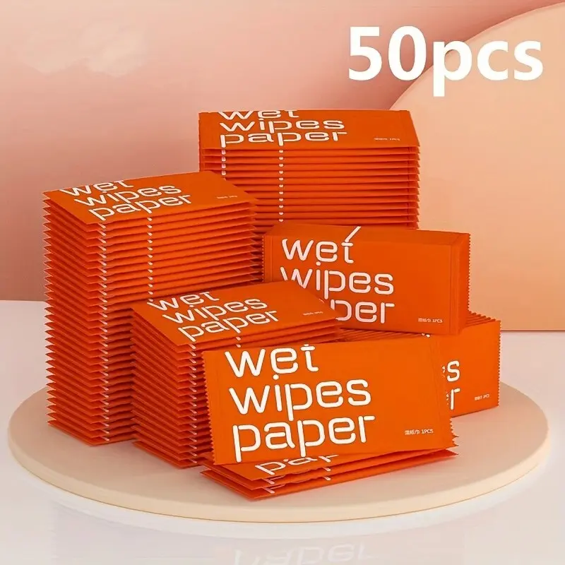 50pcs Wet Wipes, Independent Packaging, Ideal for Outdoor Hygiene, Camping, Hiking, Gym, Table, Car, Travel, Keep Clean Anywhere!