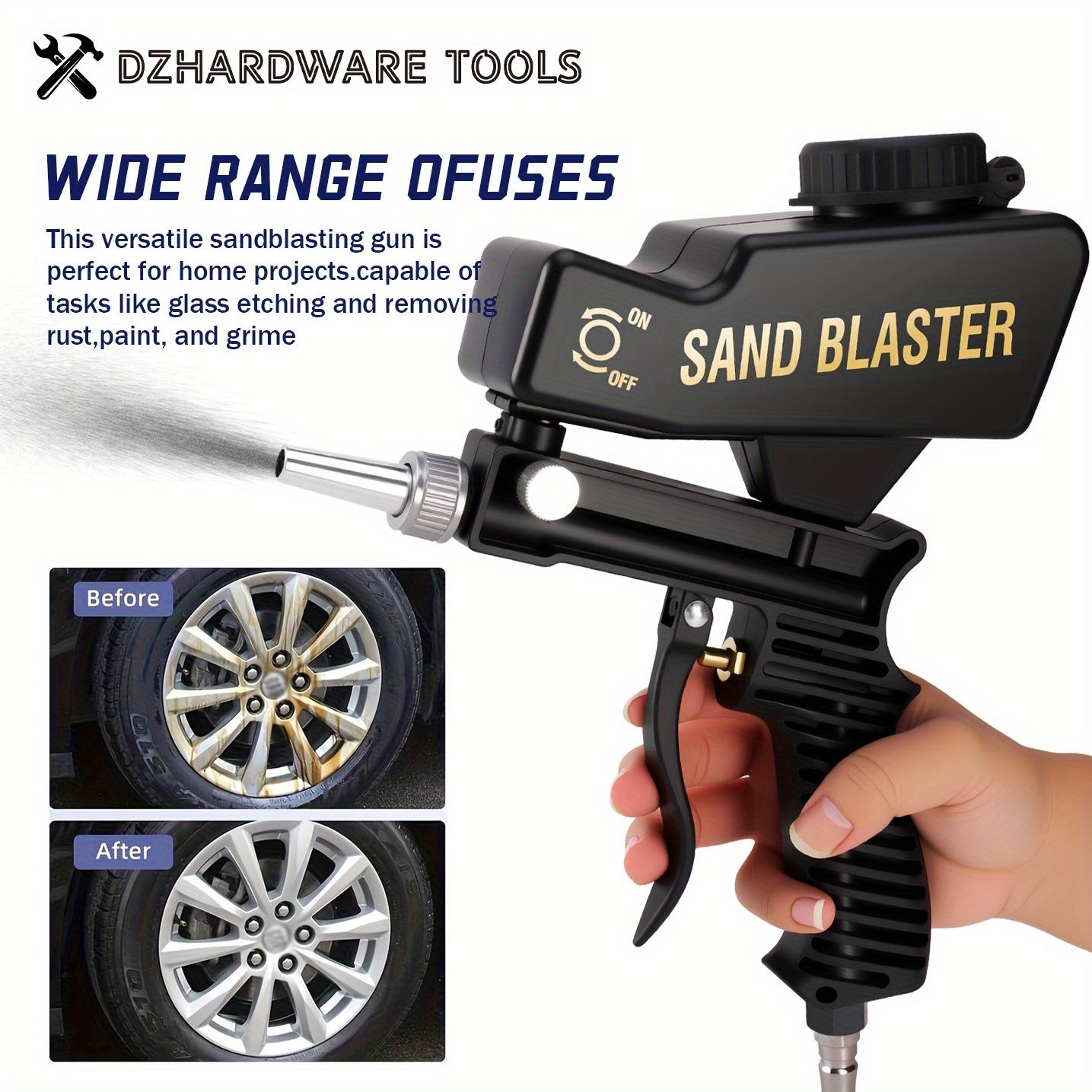 Portable Ergonomic Sandblaster for Paint and Rust Removal, 600cc Capacity, Adjustable Gravity Feed, Compatible with Multiple Abrasives, Sandblasting Tools