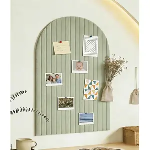 Large Arched Felt Bulletin Board, Sized 36" x 24" for Office & Wall Decor – 6 Customizable Adhesive Tiles with Pins are Perfect to Display Your Photos (Sage Green)