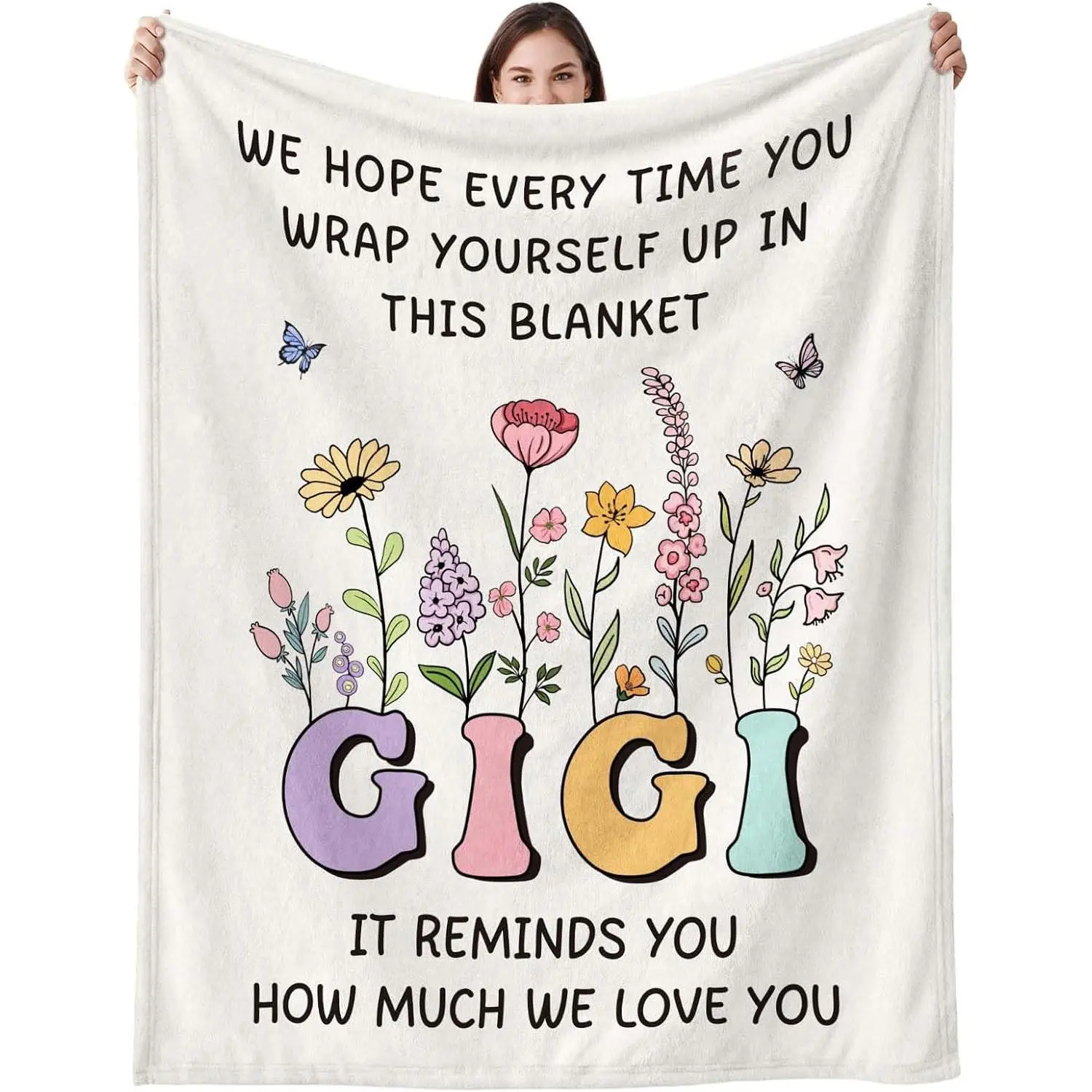 Gigi Gifts for Grandma, Soft Flannel Blanket, Gigi Gift for Grandma Grandmother Birthday Mothers Day Christmas - 50’’ x 60’’