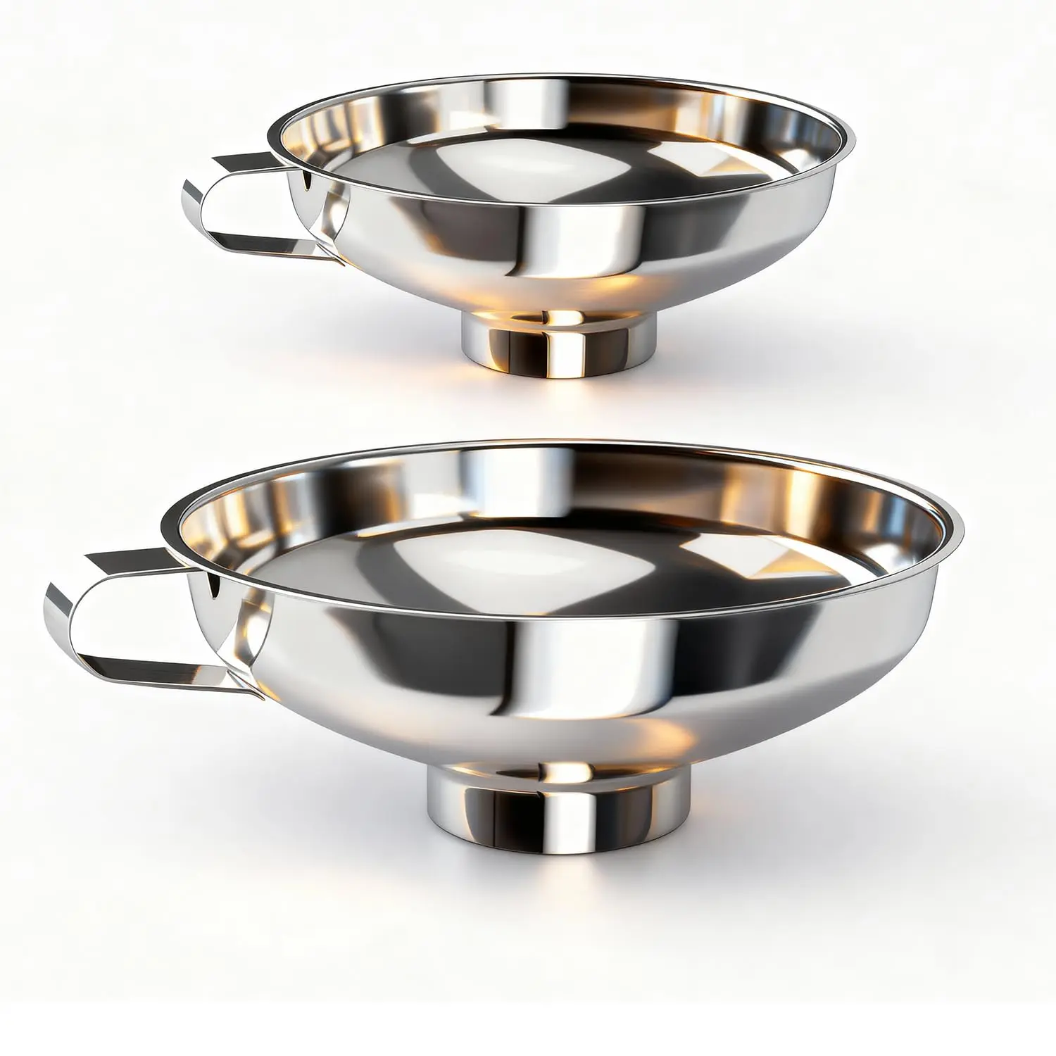 2-Pack Canning Funnels, Wide Mouth & Regular Mouth Kitchen Funnels for Mason Jars, Large & Small Funnel Set for Filling Bottles with Liquid, Oil, Dry  - Stainless Steel