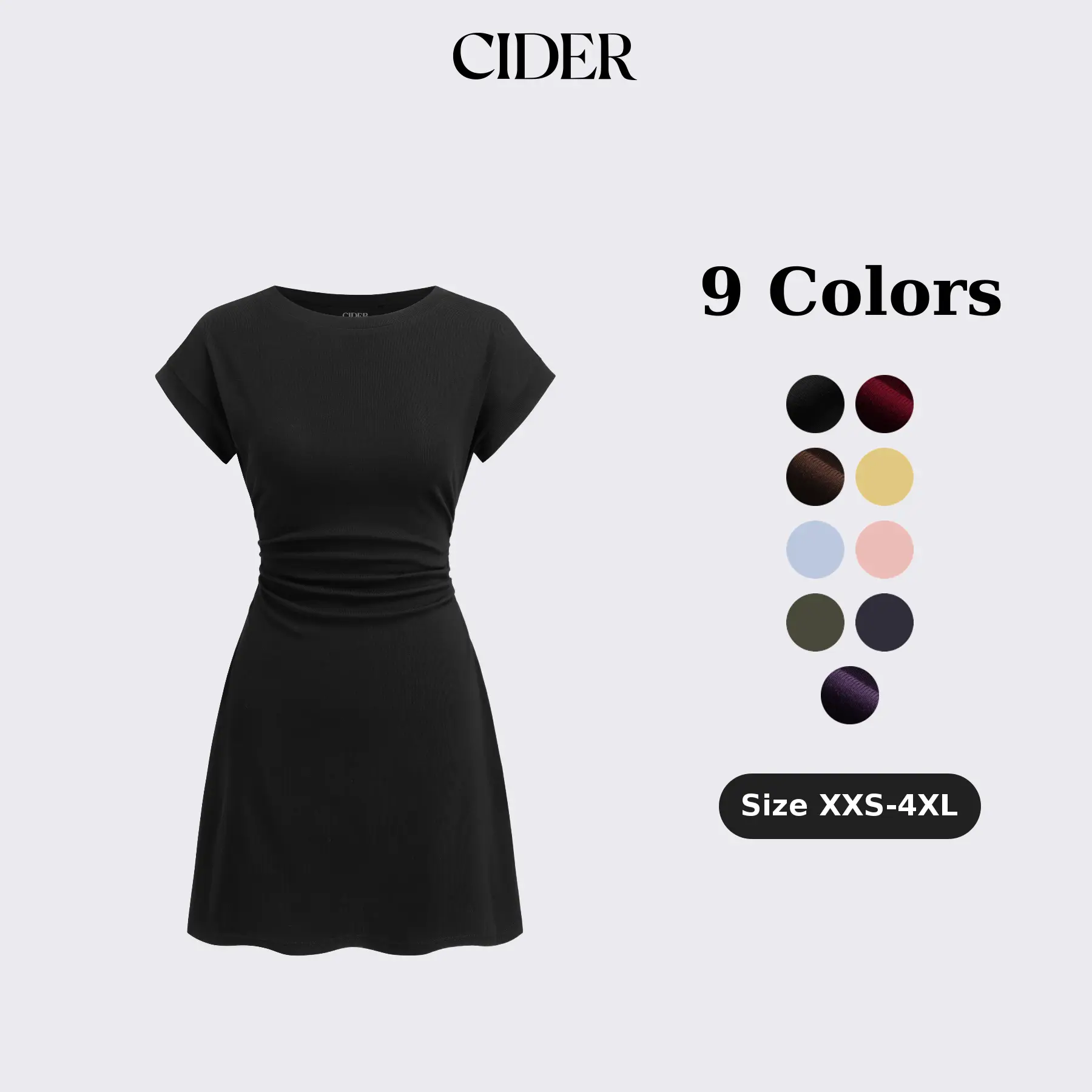Cider Cotton-blend Round Neckline Ruched Mini Dress Crewneck Womenswear