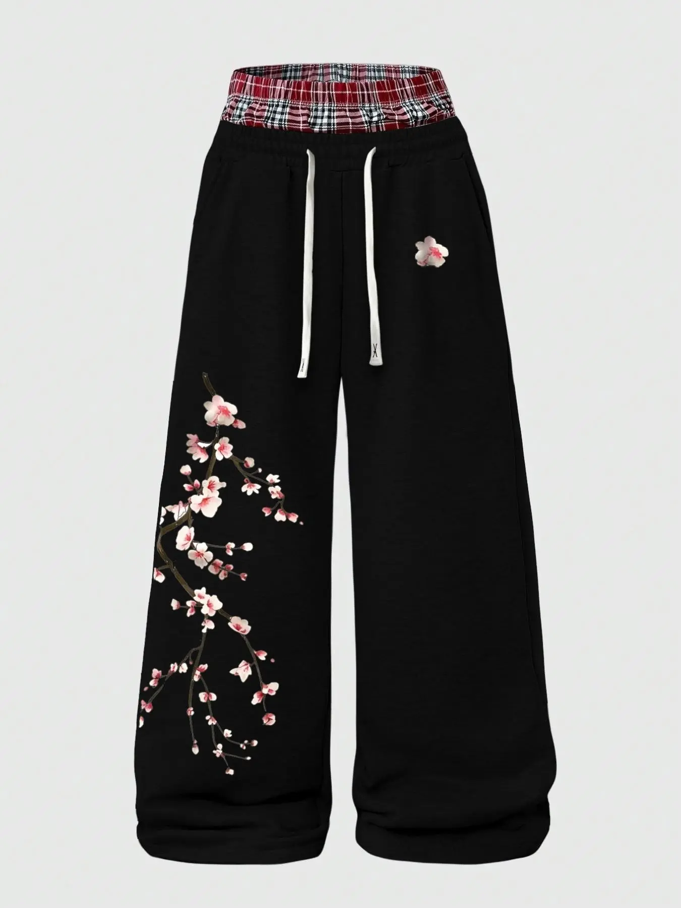 Men's Traditional Style Wide Leg Pants, Plum Blossom Print, Comfortable and Versatile, New Chinese Ink Plum Leisure Pants, Slimming Effect