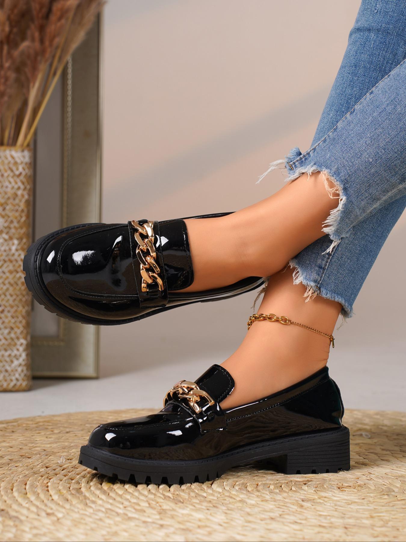 Women's Fashionable Solid Color Slip on Loafers, Affordable Loafers, Casual Comfortable Lightweight Mid Heel Shoes for Daily Wear, Perfect for Students and Outdoor, Girl