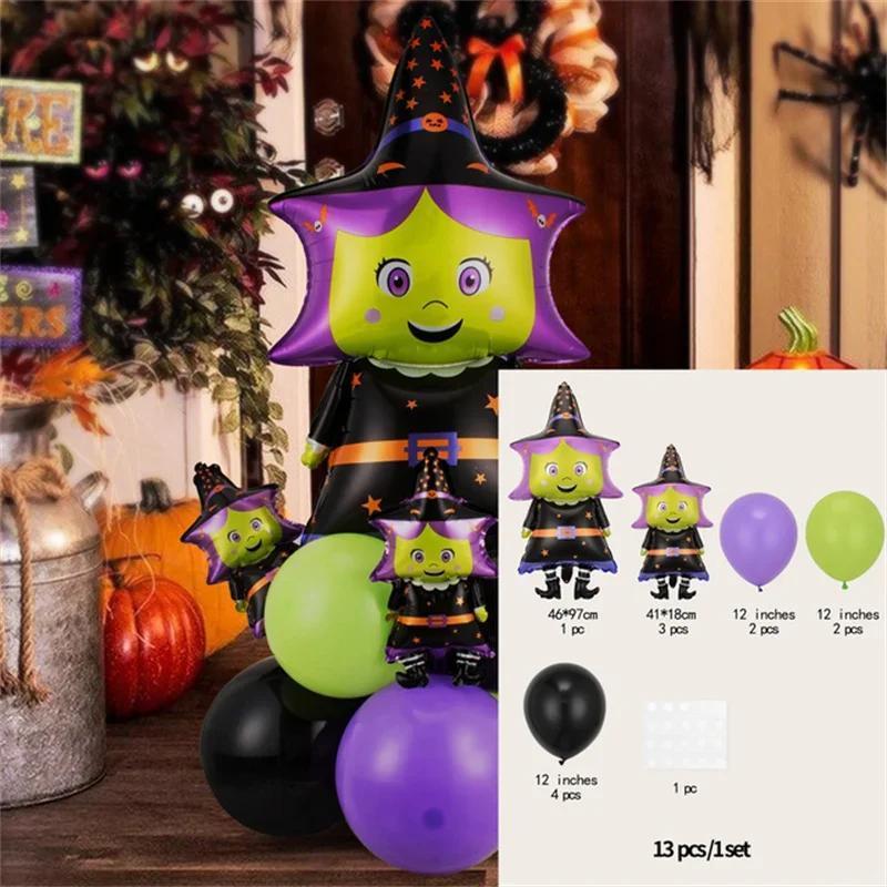 12/13pcs Happy Halloween Balloon Set With Black Orange Latex Globos Ghost Bat Pumpkin for Haunted House Room Halloween Eve Decor
