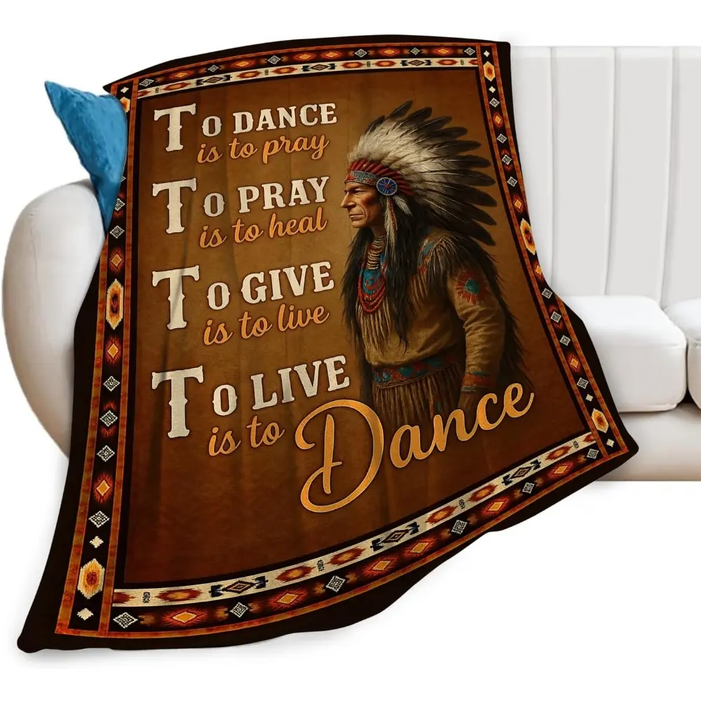 1PC Native American Indians Blanket Southwest Throw Blankets Soft Cozy Warm Fuzzy Flannel Throws Stuff Gifts for Girls Boys Men Women Bed Couch Bedding Decor