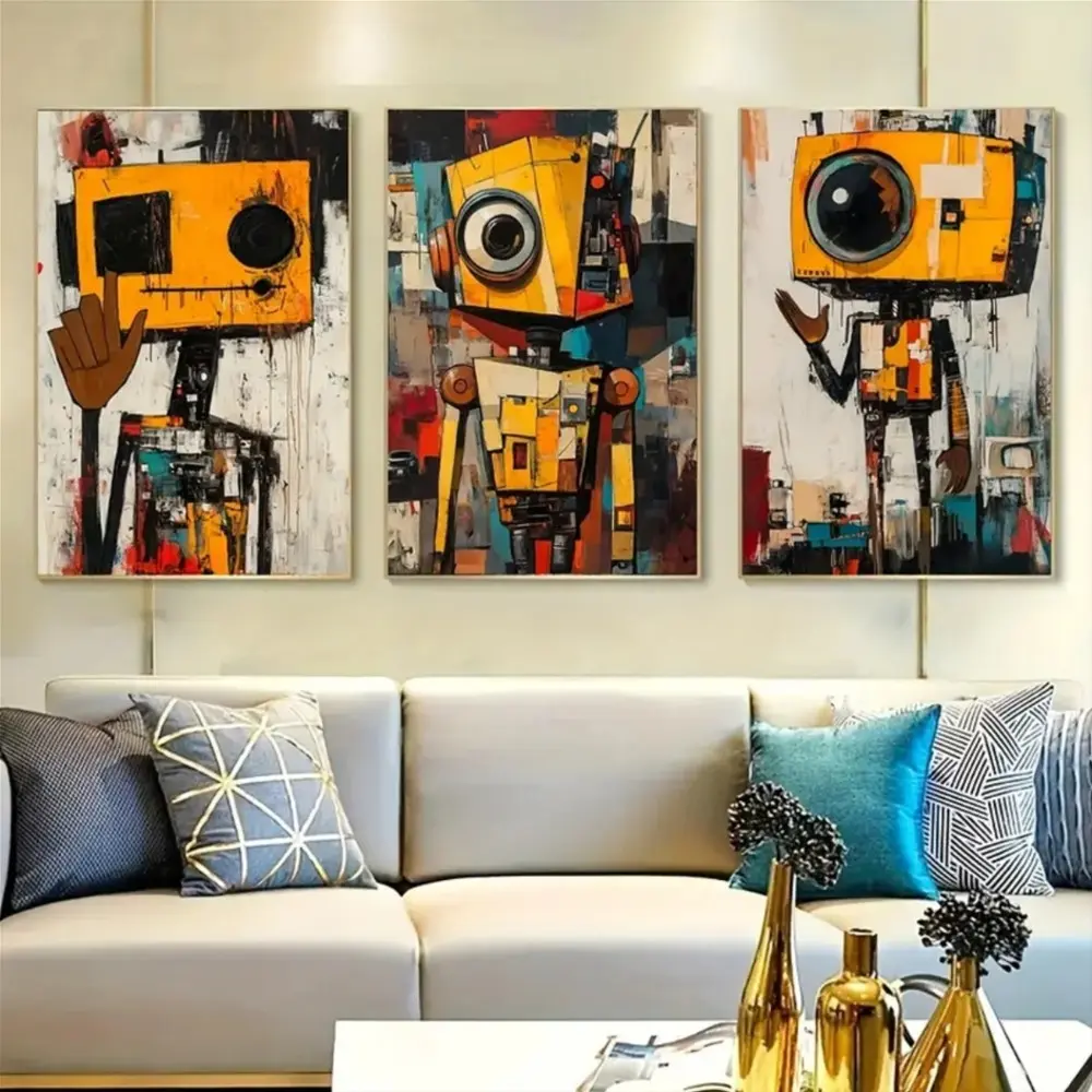 3 Pieces Holding Camera Photography Theme Art, Canvas Wall Mural, Artistic Life Home Art, Contemporary Gallery Decor, Soft Tone Painting, Wall Decor for Living Room, Bedroom and Studio, Framed or Unframed.