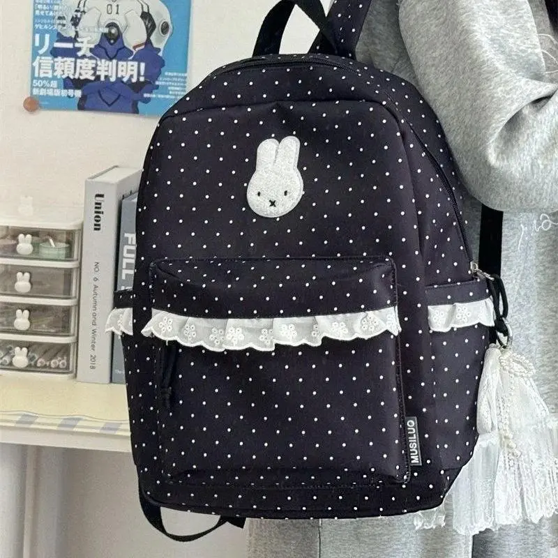 Anime Polka Dots New Lace Miffy Backpack Good Looks Cute School Bag Versatile Backpack Lovely Kawaii Sweet Personality Cartoon
