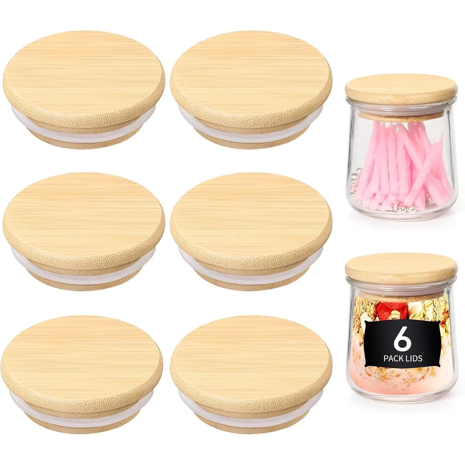 Yogurt Jar  - 6 Pack-    with  Sealing Rings, For 5 Oz  Yogurt Jars (Jar Not Included) (6)