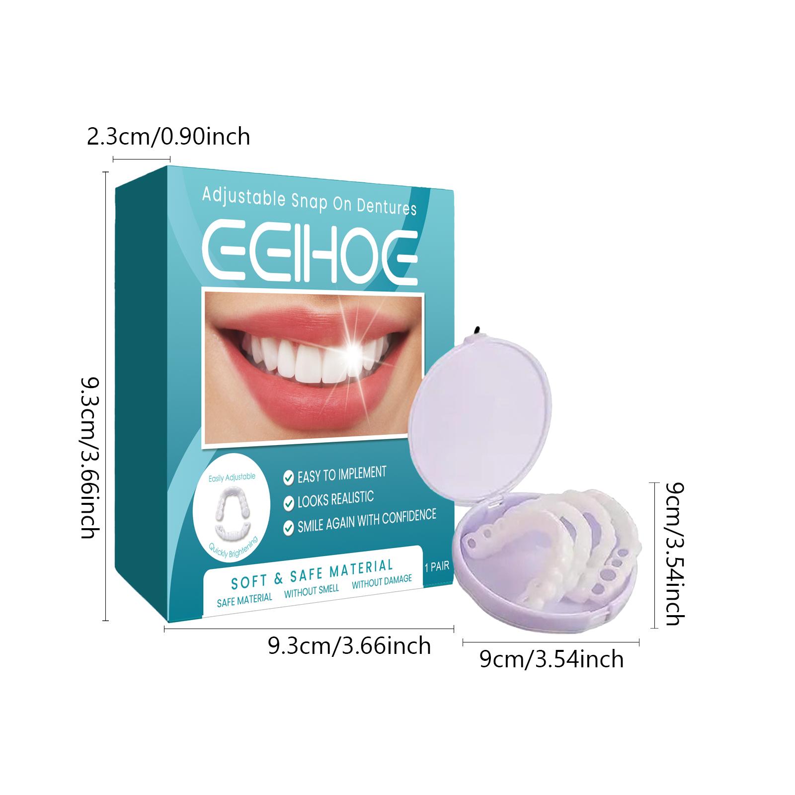 Eelhoe Adjustable Snap-On Dentures Temporary Filling Teeth Joint Filling Correction Kit with Methyl Methacrylate Easy to Use Non-Invasive Safe Material Oral Whitening