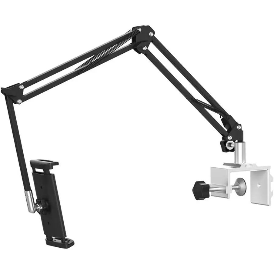 Heavy Duty Phone/Tablet Metal Holder  Mobile Cell Smartphone Mount Lazy Bracket 360? Rotation Gooseneck Clamp Stand Flexible Long Arm (Black, 3-Section)