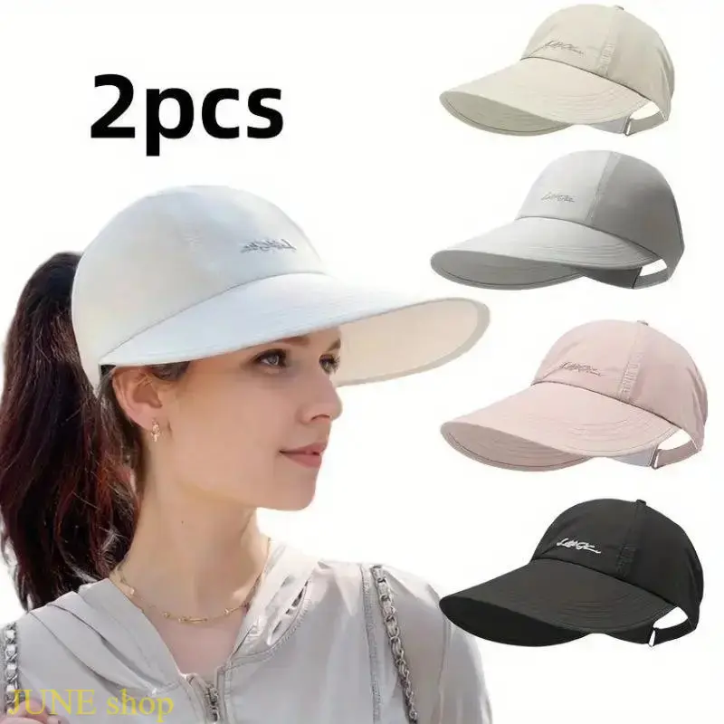 Two Pack UPF Protective Wide Brim Baseball Cap With Adjustable Velcro Closure, Lightweight Outdoor Sports Headwear Suitable For Running Fishing Travel Activities And Sun Protection In All Seasons