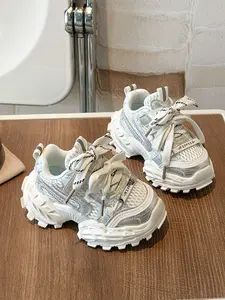 Street Style Thick Sole Shoes, Cool and Stylish Mesh Dad Sneakers, Trendy Footwear for Kids, Comfortable and Durable Design