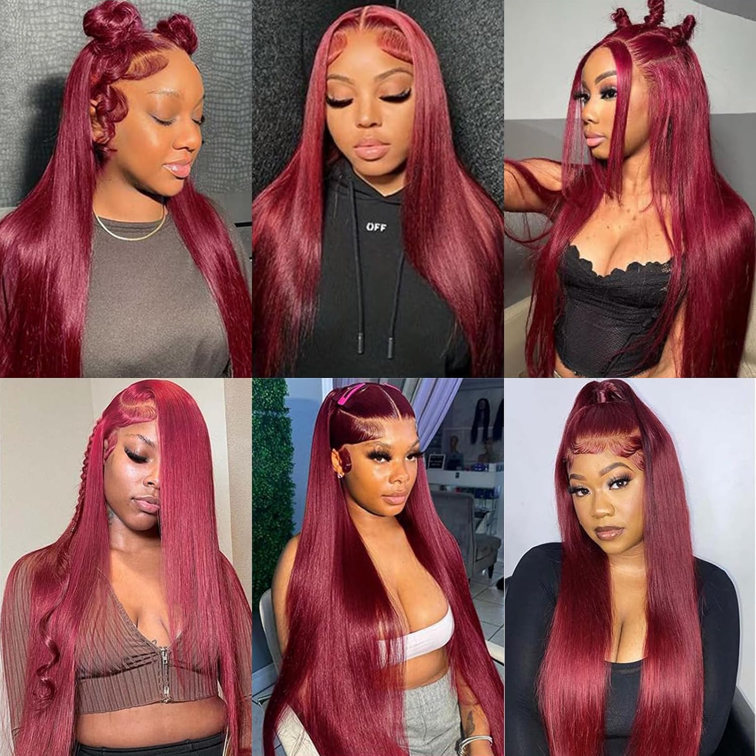Bling Hair 99J Burgundy Lace Front Wigs Straight 13x6 13x4 HD Transparent Lace Frontal Wigs Human Hair 180% Density Pre Plucked With Baby Hair 99J Body Wave Colored Lace Front Hair Wigs For Women