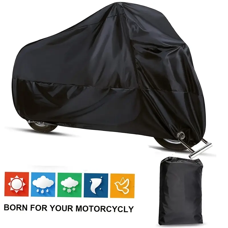 Versatile, fully waterproof, dustproof, and UV-resistant heavy-duty motorcycle cover; provides year-round waterproof protection for indoor and outdoor use; suitable for sport bikes, cruisers, scooters, and touring bikes