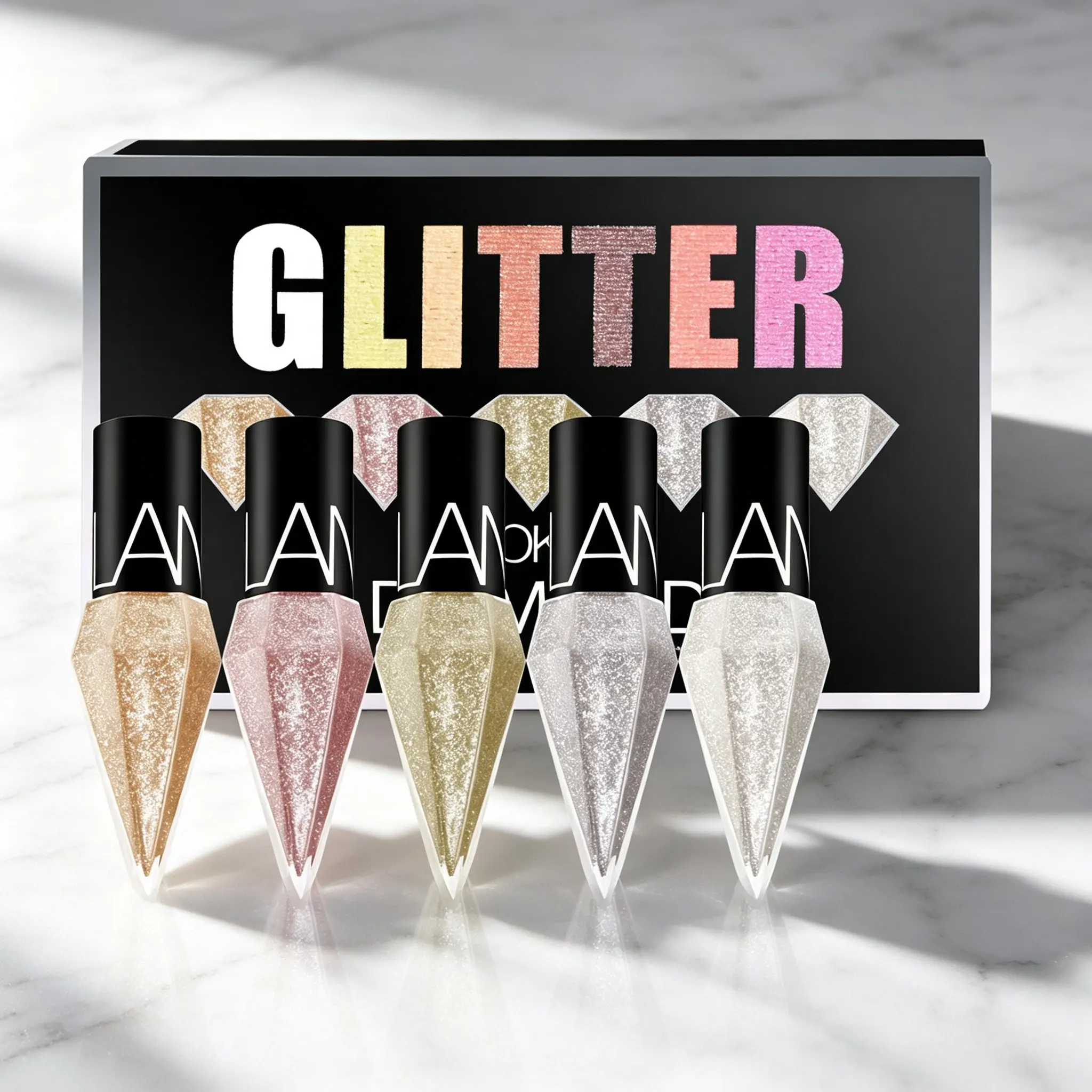 5 Pack Shimmer Glitter Diamond Liquid Eyeliner High Pigment Metallic Sparkle Eye Liner Anti Transfer Waterproof For Concert Wedding Party Makeup