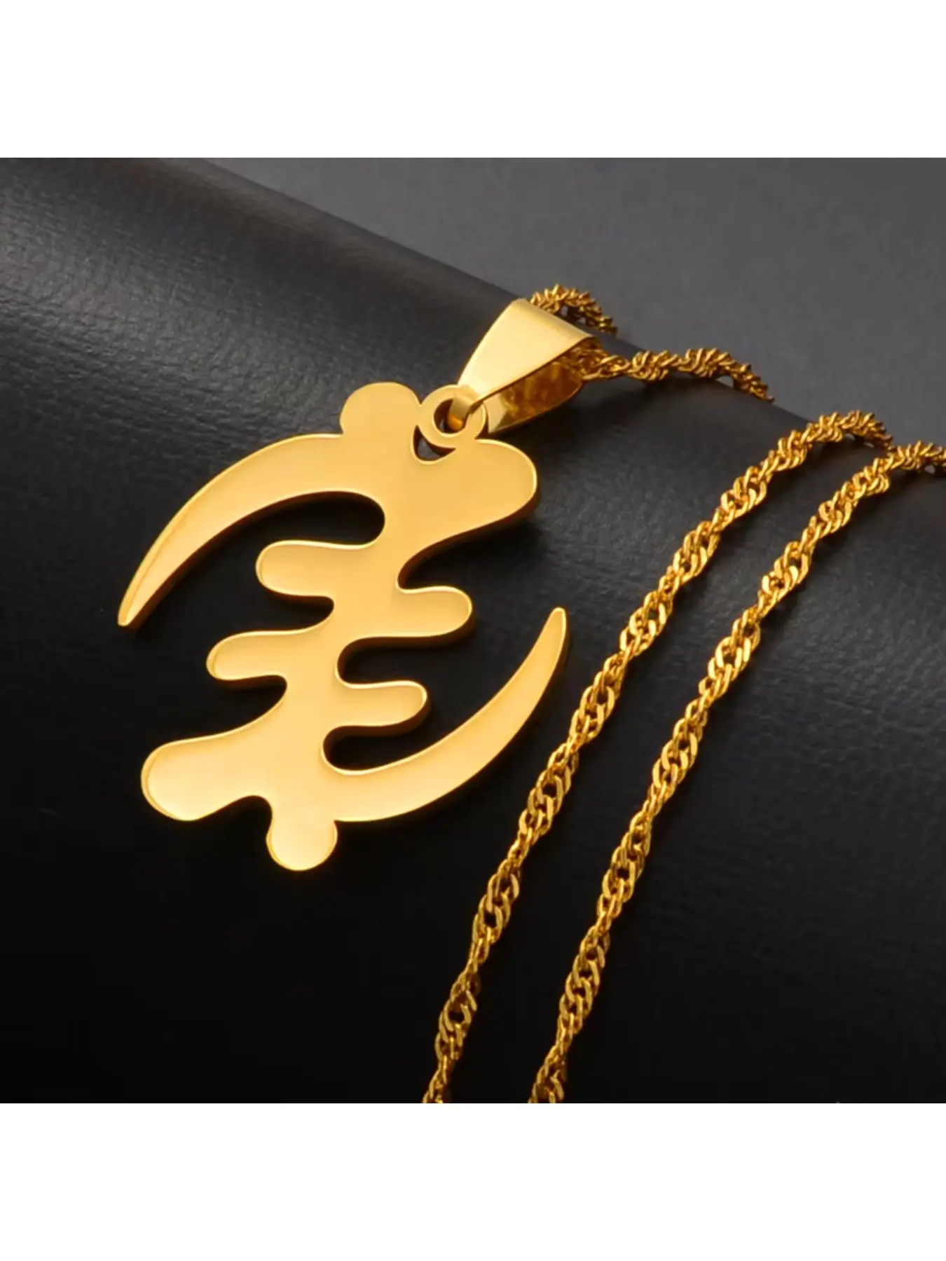 1pc African Symbol Pendant Necklaces Gold Color Stainless Steel Adinkra Gye Nyame Ethnic Jewelry Ghanaian