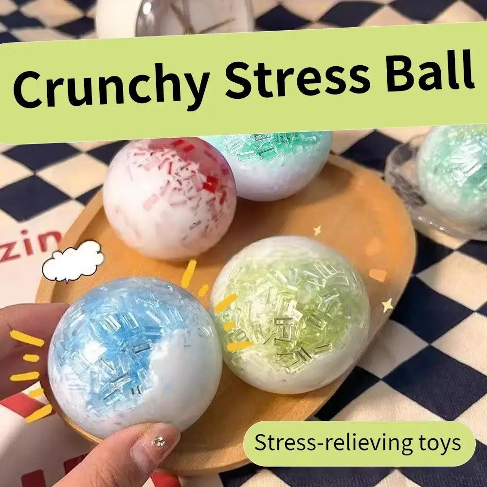 Soft Crushed Ice Squeeze Ball Toy TPR Shapeable Stress Relief Toy Crystal Ice Cracked Sensory Fidget Toy For Stress Anxiety