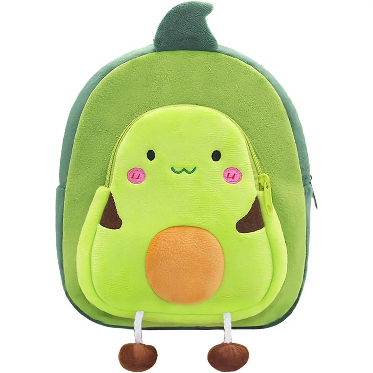 Plush Avocado Cartoon Backpack for Toddlers (2-6 Years), Polyester Kids' Top Handle Mini Travel Bag, Hand Wash Only (24*10*26 cm) for Zoo Trips, Casual