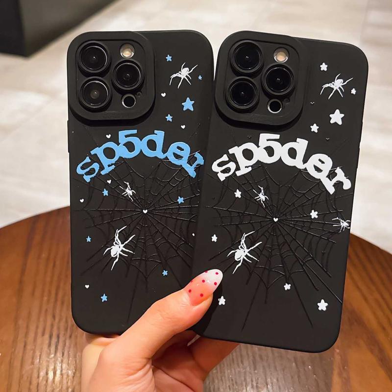 Dark Spider Web Design Tpu Anti-Drop Phone Case Set, Soft Full Coverage Compatible with iPhone 11, 12, 13, 14, 15, 16, 17 Series, Samsung Galaxy S21, S22, S23, S24, S25, S26,Trendy and Protective Case for Every Style