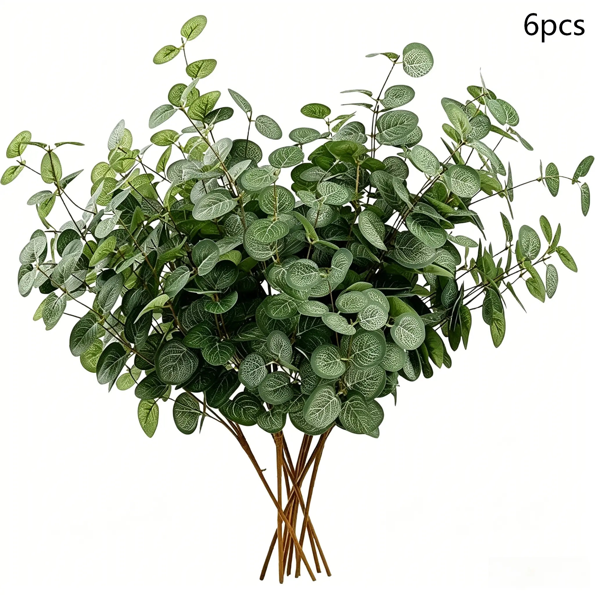 6 Bunches Eucalyptus Artificial Flowers, Artificial Eucalyptus Stems Leaves Branches Faux Silk Artificial Plants Green Foliage Greenery for Flower Arrangement Home Wedding Party Decoration