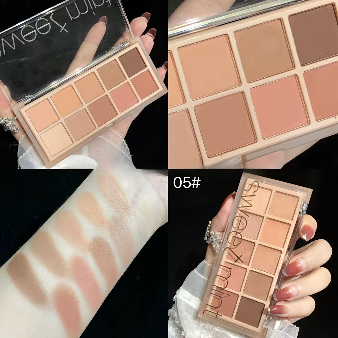 10 colors eyeshadow palette pearlescent glitter super flash matte blush highlighter all-in-one palette multi-purpose cold earth color low saturation matte khaki gray powder daily enhance complexion eyeshadow Valentine's Day gift