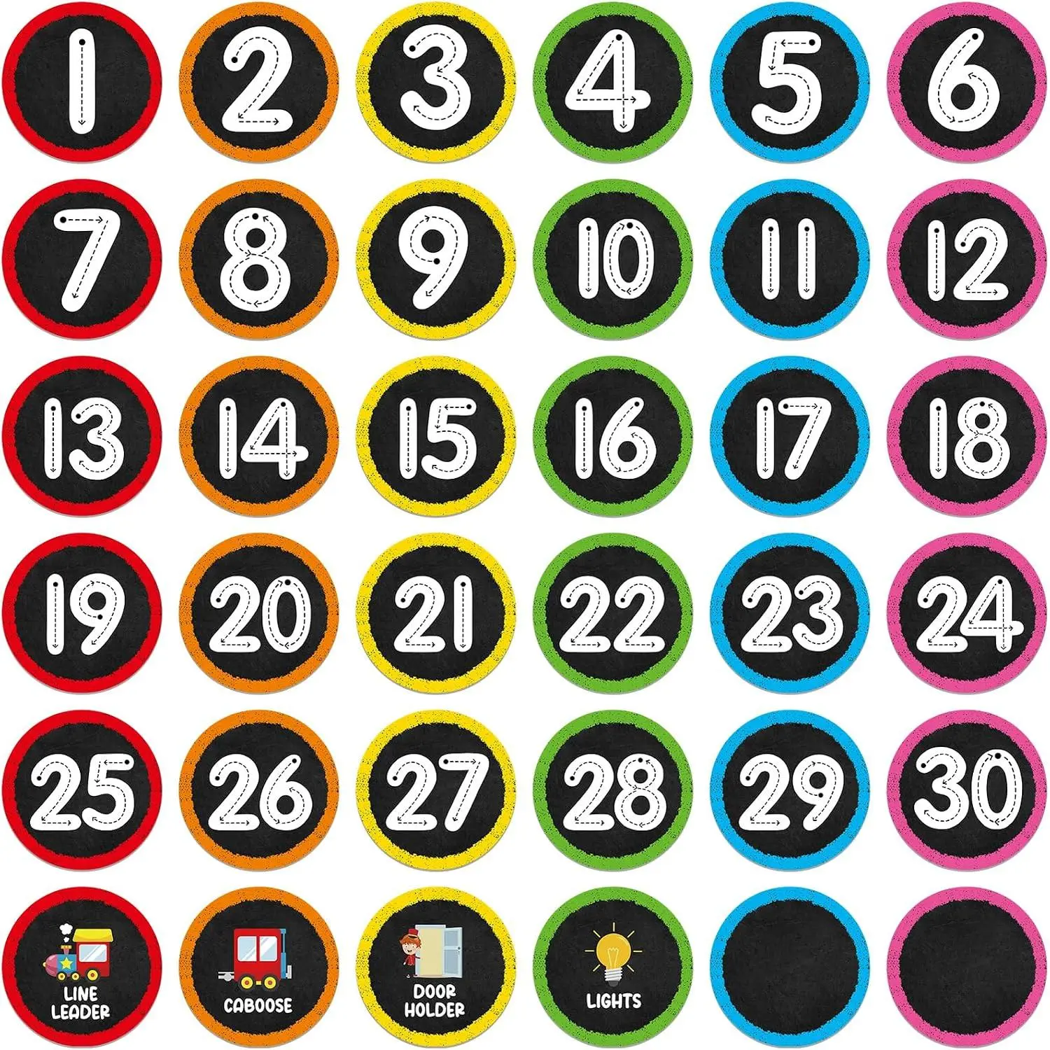 36-Count Synthetic Floor Spots, Classroom Floor Number Stickers Vinyl Decals with Removable Adhesive, Office Stationery for Student Transition Management (Leaves No Residue on Polished Surfaces)