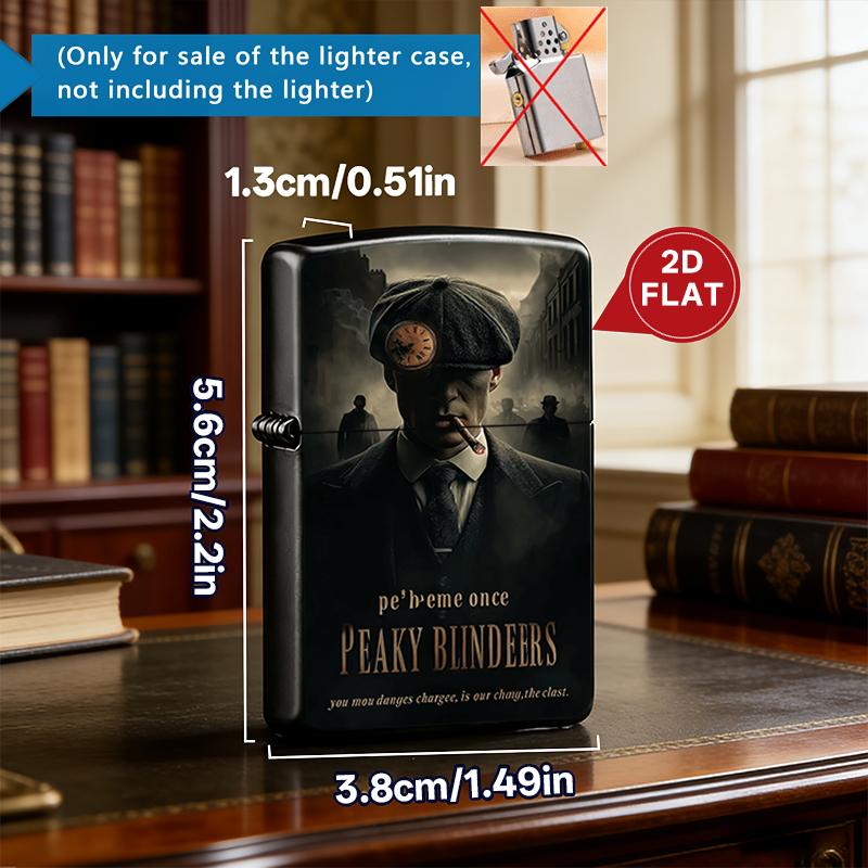 Vintage Peaky Blinders Tommy Shelby Cigarette Pack Case + Lighter Shell, Retro Birmingham Gang Print, Unique Gift for TV Series Fans
