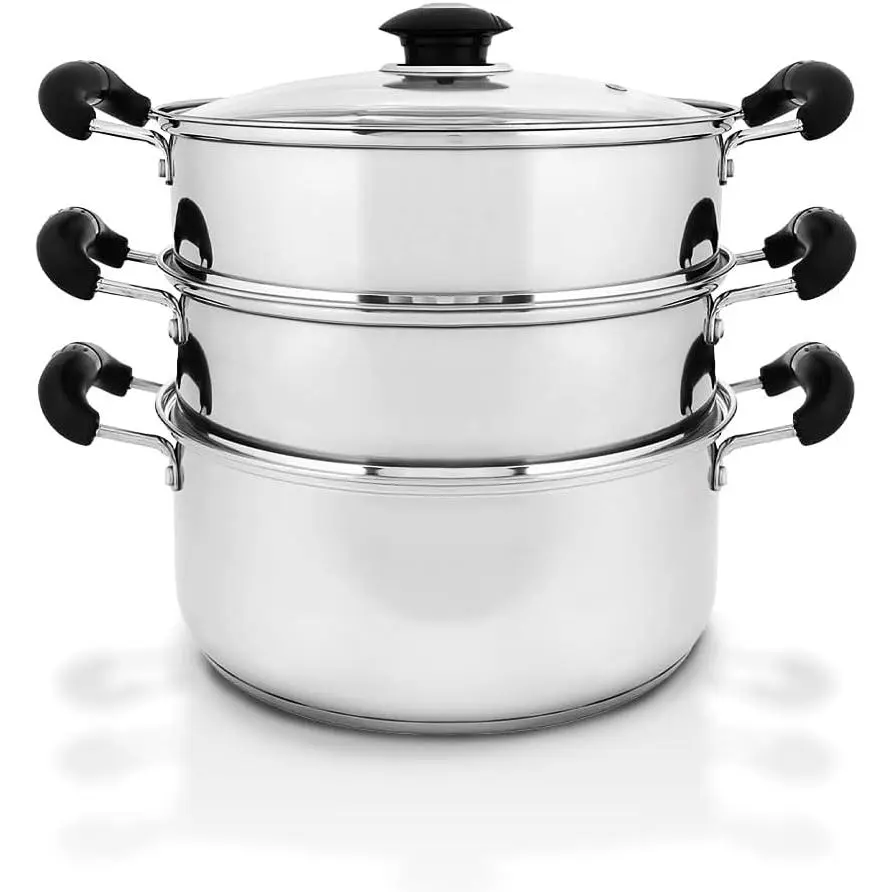 10" Stainless Steel 3 Tier Steamer Steaming Pot  24 CM (Induction Compatible)