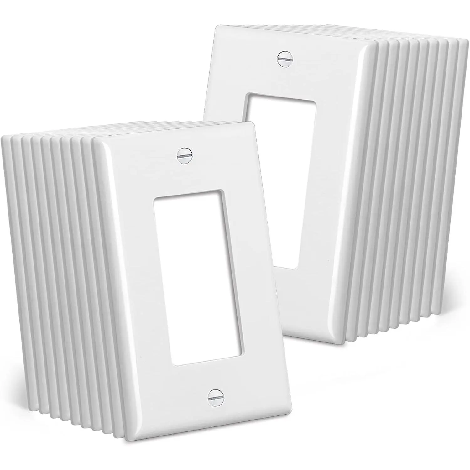 Mid-Size Decorator Wall Plates, 20 Pack Electrical Outlet Receptacle Covers, 1-Gang  Plates, Midway Size 3.18” x 5”,  Resistant, Gloss Finish, White