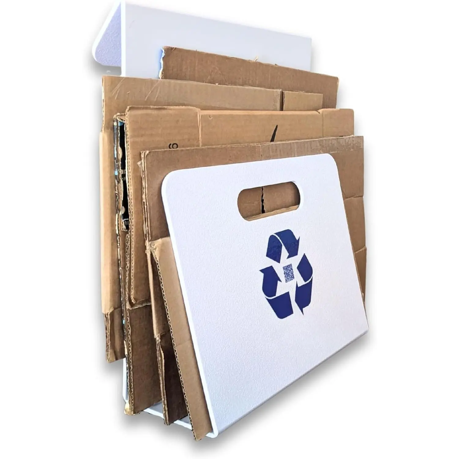 White Cardboard Recycling Organizer - High Capacity, Durable Hand-Finished Recycling Aid for Home & Business Users, Store & Carry 15+ Items, Indoor/Outdoor Use, Holds 15+ Items