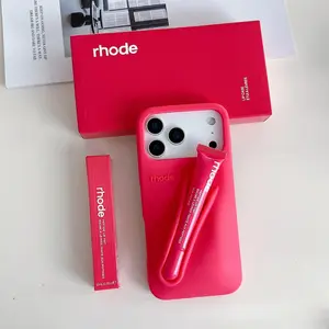 RHODE 2-in-1 Silicone Smartphone Case with Lip Gloss Holder, Premium Soft Lip Balm Slot Cover for iPhone 17/16 Pro Max, Cute Shockproof Handheld Cellphone Devices Accessory bratz girls phone