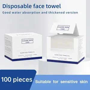 Sensitive Skin Recommended Disposable Thick Cleansing Face Towels, 2 Boxes 100 Pieces, Large Size Washing Cloths, Whole Body Use