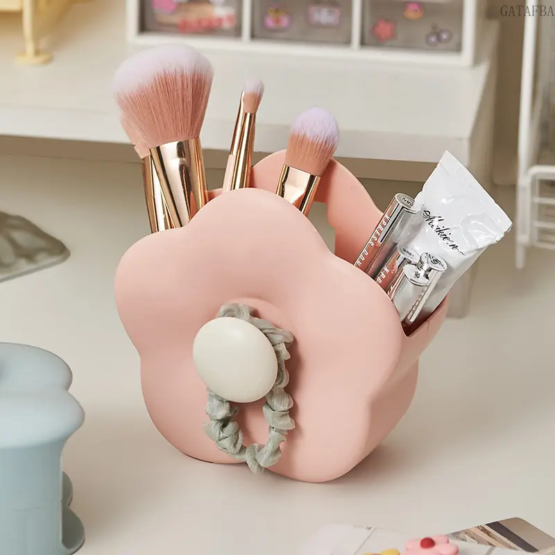 Cute Cartoon Wall‑Mounted Storage Organizer, Multi‑Purpose Holder for Makeup Brushes, Combs and Toothbrushes, Practical Container for Bathroom and Vanity Table