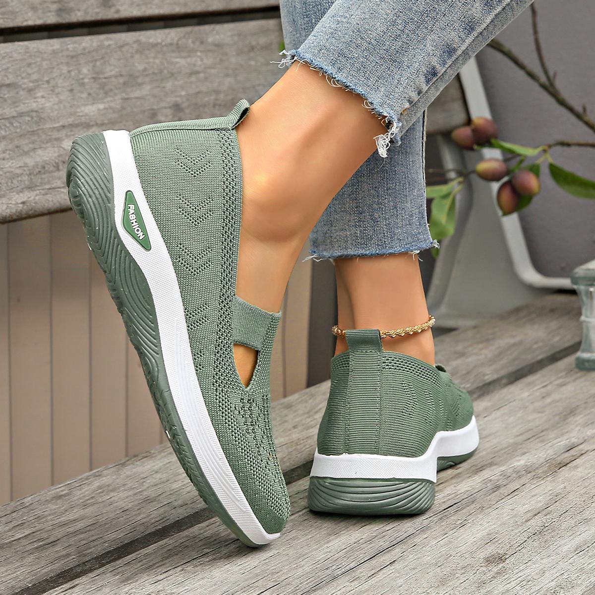 Women Breathable Knit Slip Ons Ultra Soft Sole Comfort Walking Shoes For All Day Wear Indoor And Outdoor