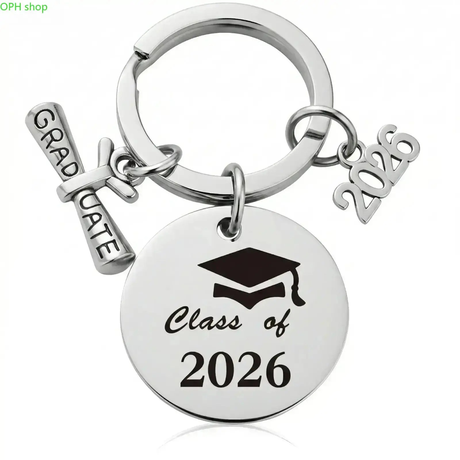 Class of 2026 Stainless Steel Graduation Keychain - Unisex Inspirational Keepsake Charm Gift for High School & College Graduates, Celebration Memory Fashion Accessory