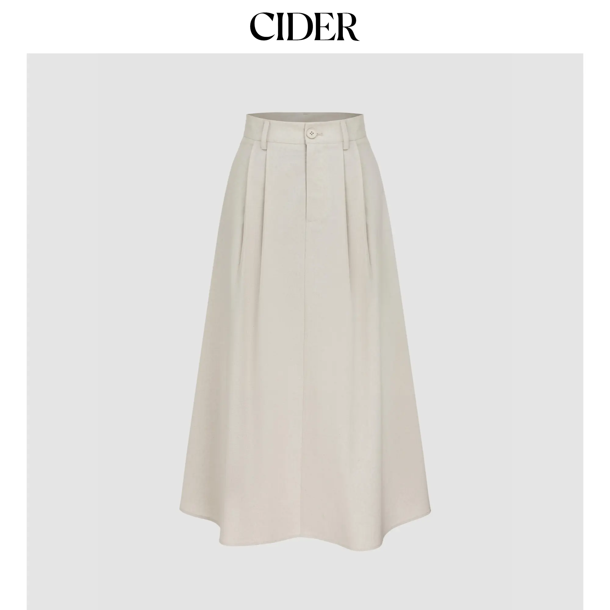 Cider [3 colors, size 2-26] Linen-blend High Rise Solid Pocket Maxi Skirt