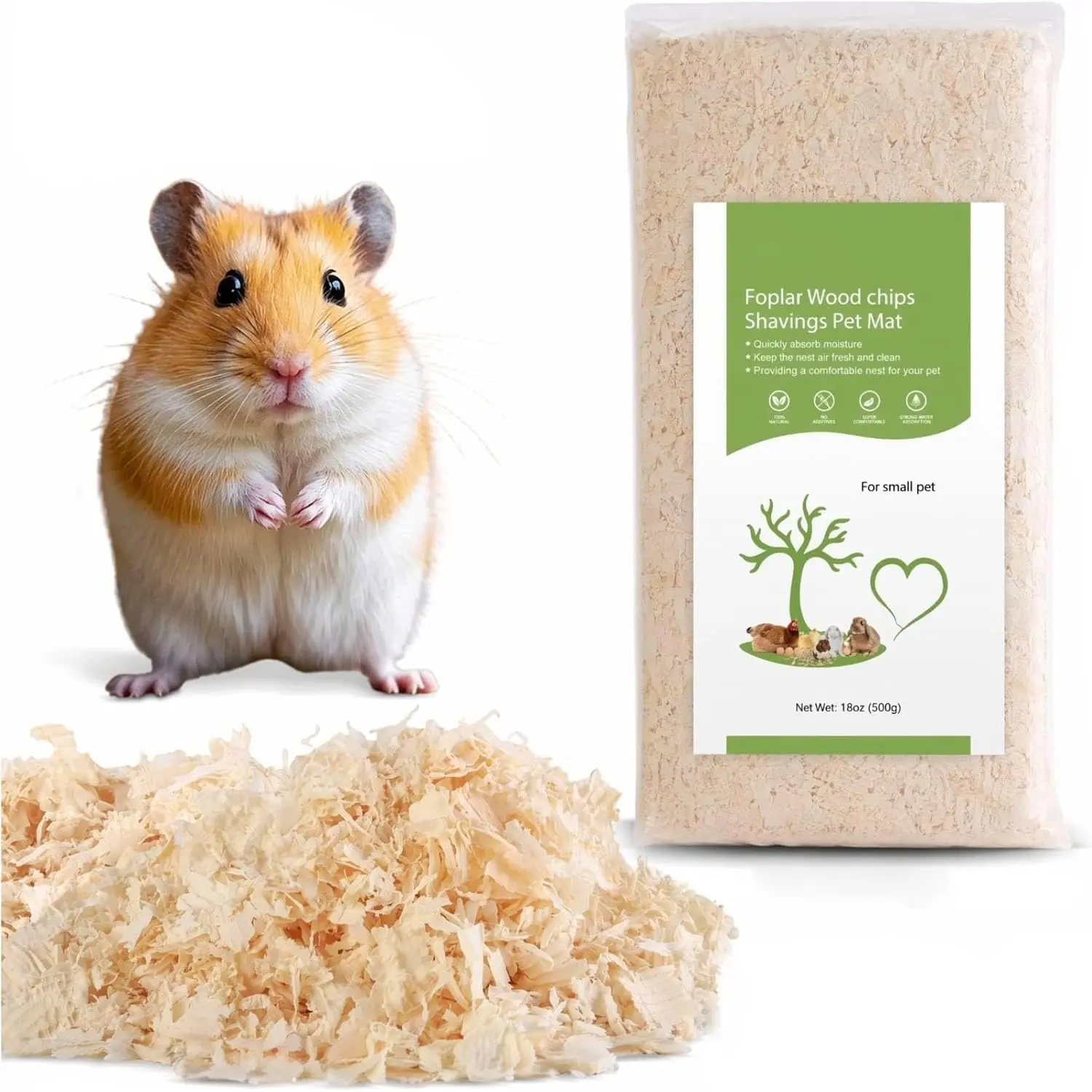 18oz Small  Bedding, Low Dust, Odor Control, Ultra Absorbent, for Hamsters, Guinea Pigs, Parrots, Rabbits, Gerbils, Mice & Small