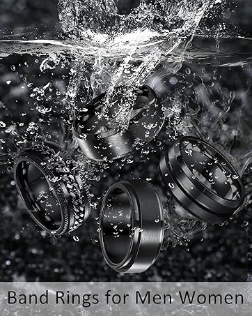 YADOCA Stainless Steel Rings for Mens Wedding Band Silver Black Fidget Ring Anxiety Relief Simple Engagement Promise Wedding Rings for Men and Women