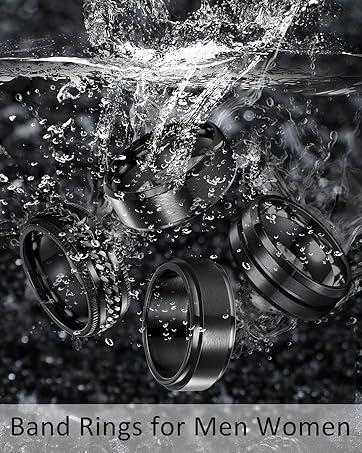 YADOCA Stainless Steel Rings for Mens Wedding Band Silver Black Fidget Ring Anxiety Relief Simple Engagement Promise Wedding Rings for Men and Women YADOCA Stainless Steel Rings for Mens Wedding Band Silver Black Fidget Ring Anxiety Relief Simple Engagement Promise Wedding Rings for Men and Women