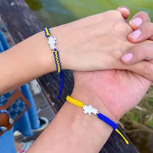 Handwoven String Rope Yellow Blue Ukraine Bracelets for Women Men Titanium Steel Ukrainian National Emblem Bracelet Jewelry Gift