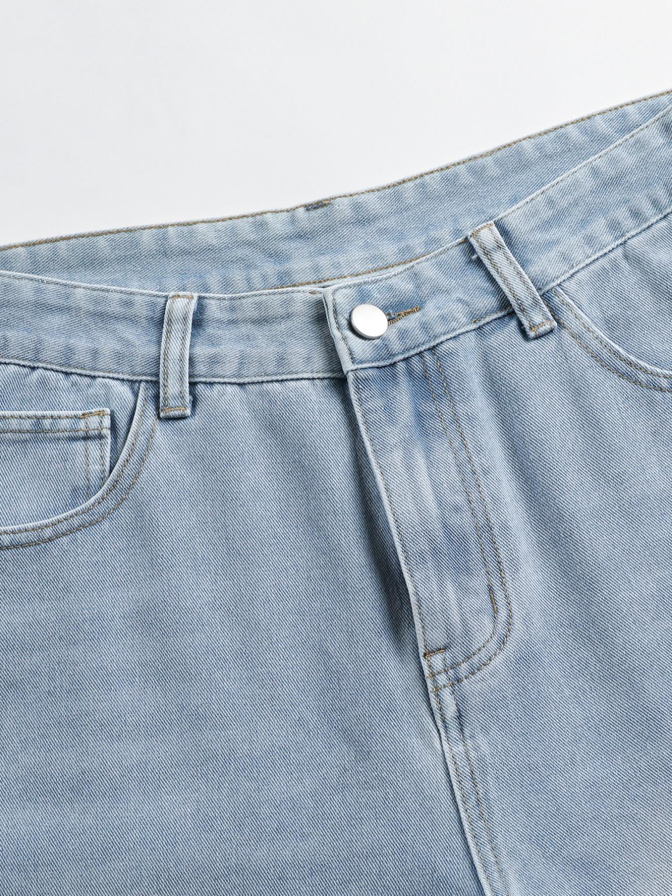 Men's Colorblock Letter Print Denim Graphic Shorts, Loose Casual Fashion Paint Splatter Shorts for Summer, Men's Bottoms for Daily Wear