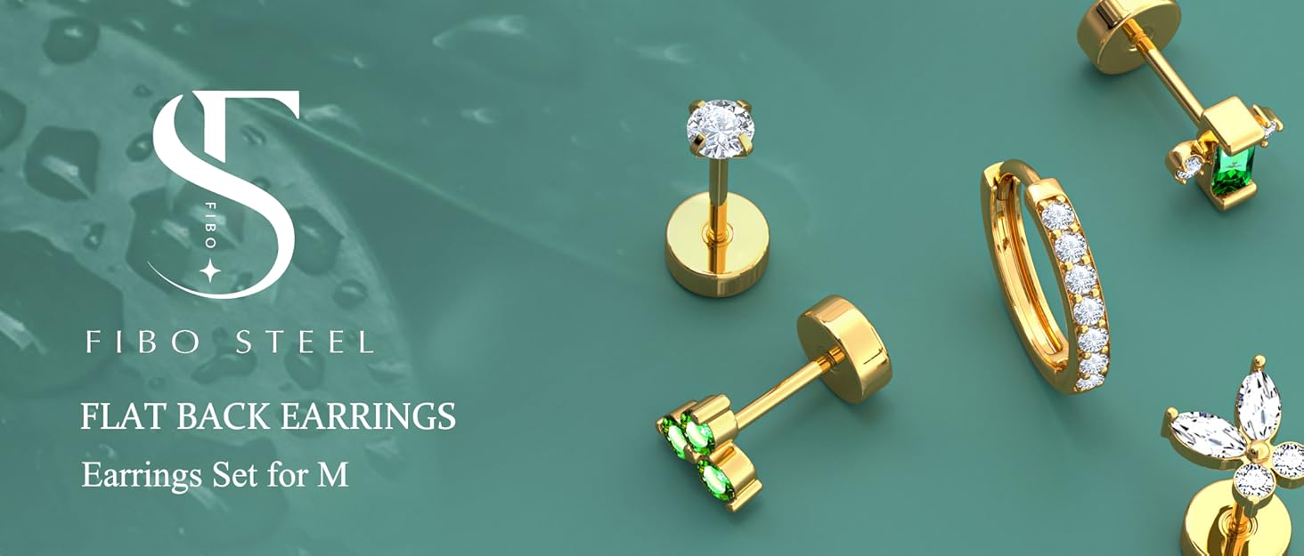 18pcs 18K Gold Plated Single Stainless Steel Flat Back Earrings Set for Women – Mix & Match Ear Piercing Jewelry Gifts (NOT Sold in Pairs) 18pcs 18K Gold Plated Single Stainless Steel Flat Back Earrings Set for Women – Mix & Match Ear Piercing Jewelry Gifts (NOT Sold in Pairs)