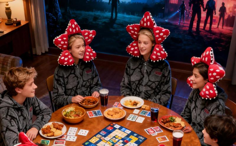 Novelty Demogorgon Onesie Costume | Stranger Things Pajamas for Adults & Kids | Hooded Jumpsuit Christmas Sleepwear, Fleece PJS for Cosplay, New Year Gifts