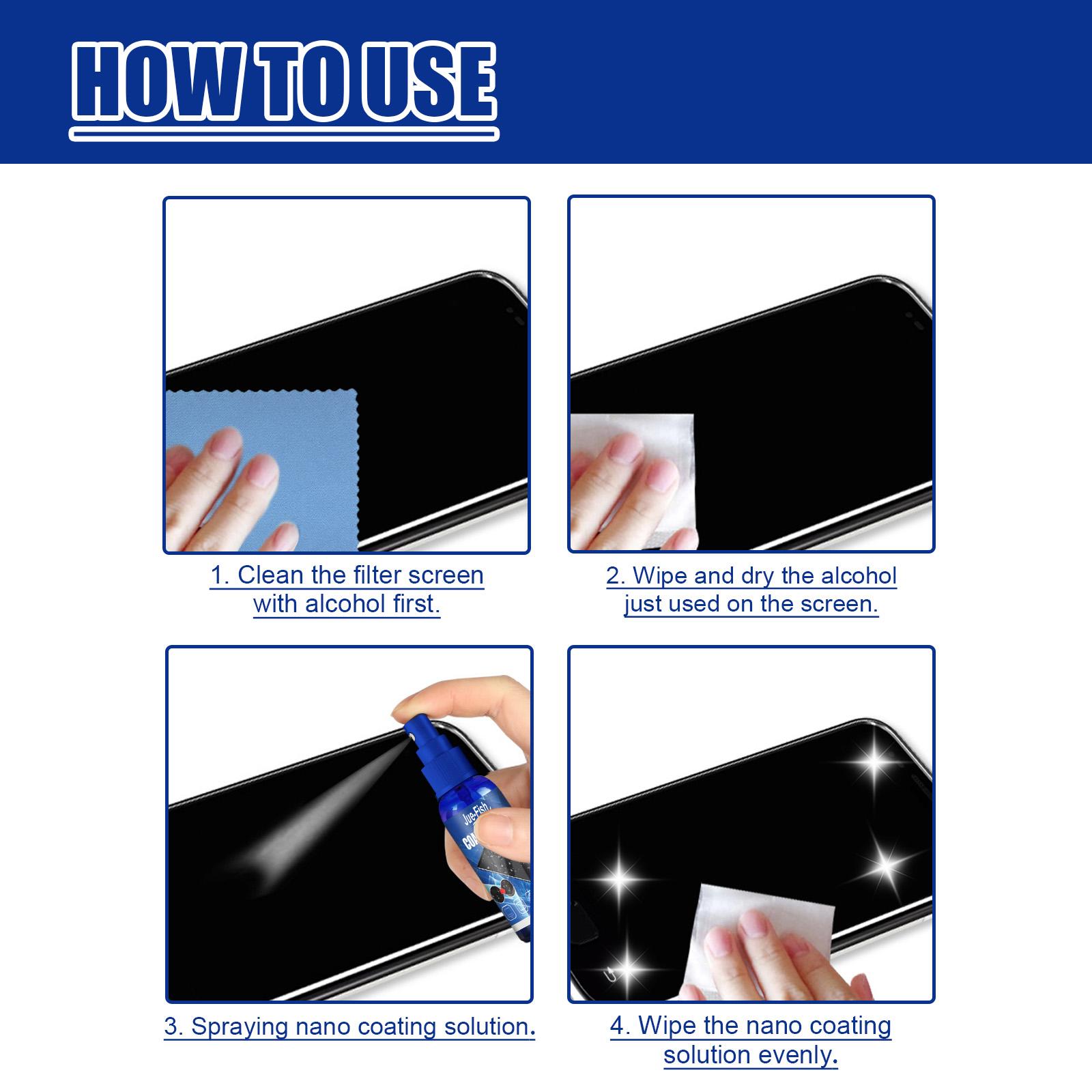 Screen Shield Coating Agent Cleaner Anti Glare Anti Oil Protective Film for Mobile Phone Tablet All Glass Screens