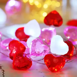 Valentine Day Decor 10 ft 30 LEDs  Heart Lights, Red White  Fairy String Lights with Remote  Operated, Valentines Decorations for The  Bedroom Garland Wedding Indoor Timer