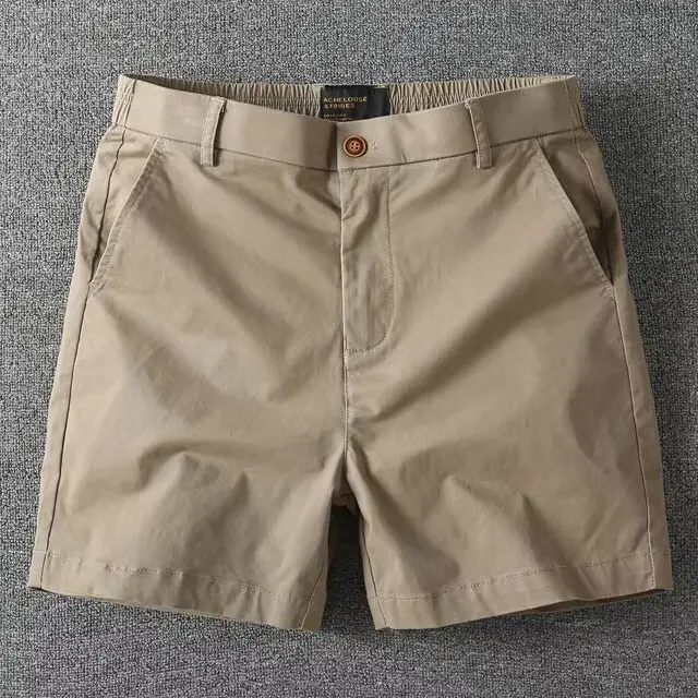 Summer New Style Pure Cotton Quarter-Length Pants For Men, Casual Slim-Fit Straight Work Shorts, Street Style Relaxed Vacation Versatile Beach Pants, Fashionable Lightweight Five-Quarter Length Pants For Men For Everyday Work #   SummerWins