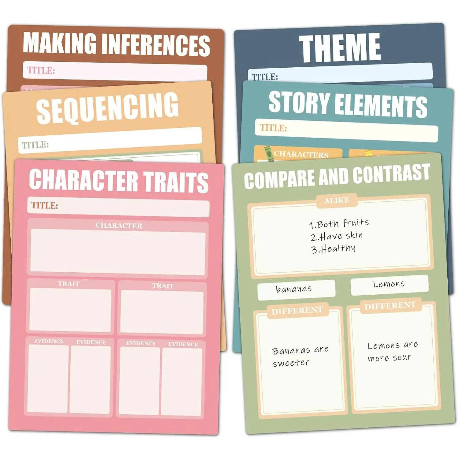 6 count Versatile  Literature Teaching Charts 13 x 17Inch Boho Dry Erase Handwriting Paper for Classroom Whiteboard ELA Anchor Chart Paper for Teachers  Elementary Classroom  Haves